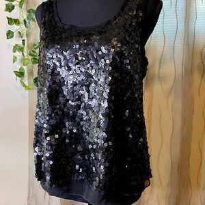 Forever 21 Black Sequence Sparkle Sleeveless Blouse - 3 Knots in Back